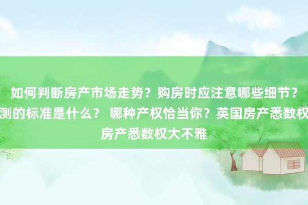 如何判断房产市场走势？购房时应注意哪些细节？房产评测的标准是什么？ 哪种产权恰当你？英国房产悉数权大不雅