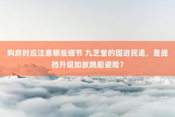 购房时应注意哪些细节 九芝堂的国进民退，是提档升级如故跳船避险？