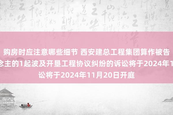 购房时应注意哪些细节 西安建总工程集团算作被告/被上诉东说念主的1起波及开垦工程协议纠纷的诉讼将于2024年11月20日开庭