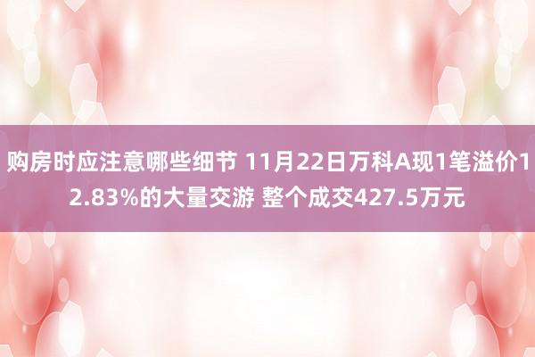 购房时应注意哪些细节 11月22日万科A现1笔溢价12.83%的大量交游 整个成交427.5万元