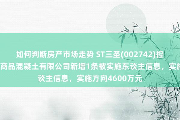 如何判断房产市场走势 ST三圣(002742)控股的重庆利万家商品混凝土有限公司新增1条被实施东谈主信息，实施方向4600万元