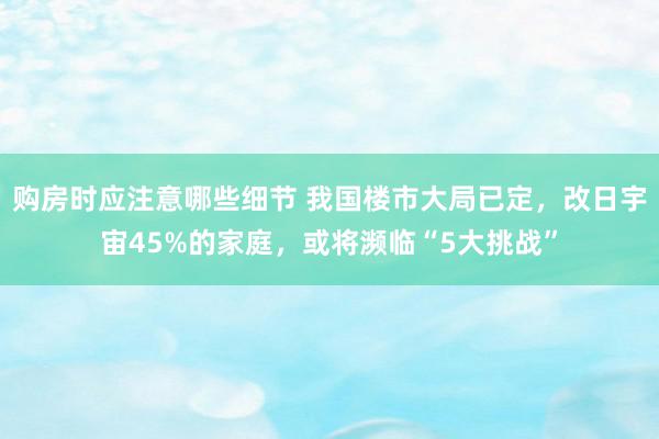 购房时应注意哪些细节 我国楼市大局已定，改日宇宙45%的家庭，或将濒临“5大挑战”