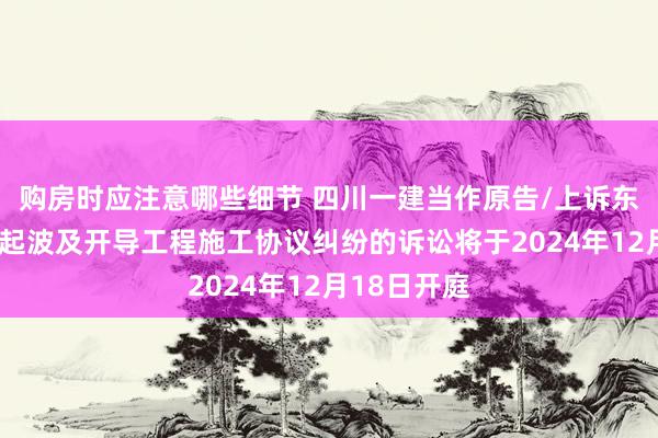 购房时应注意哪些细节 四川一建当作原告/上诉东说念主的1起波及开导工程施工协议纠纷的诉讼将于2024年12月18日开庭