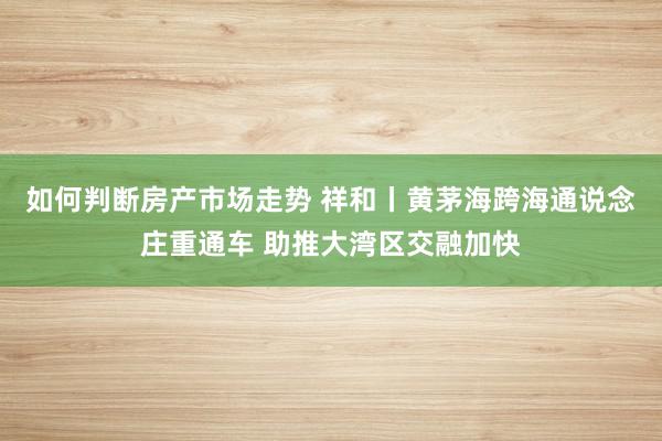 如何判断房产市场走势 祥和丨黄茅海跨海通说念庄重通车 助推大湾区交融加快