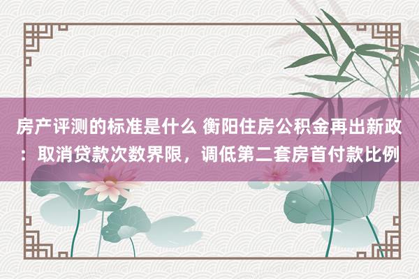 房产评测的标准是什么 衡阳住房公积金再出新政：取消贷款次数界限，调低第二套房首付款比例