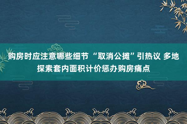 购房时应注意哪些细节 “取消公摊”引热议 多地探索套内面积计价惩办购房痛点