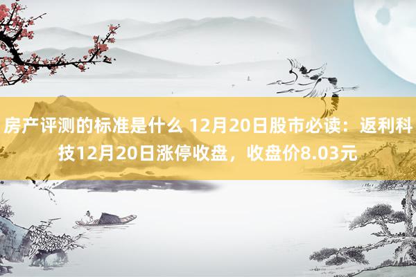 房产评测的标准是什么 12月20日股市必读：返利科技12月20日涨停收盘，收盘价8.03元