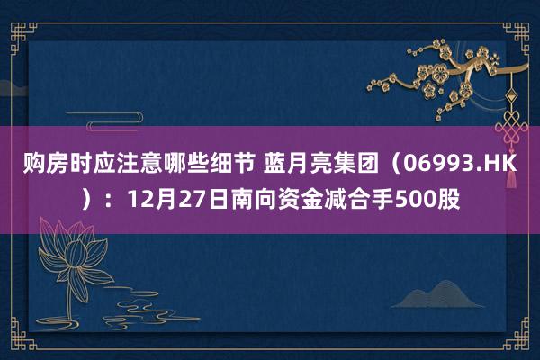 购房时应注意哪些细节 蓝月亮集团（06993.HK）：12月27日南向资金减合手500股