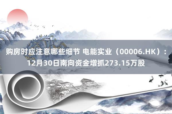 购房时应注意哪些细节 电能实业（00006.HK）：12月30日南向资金增抓273.15万股