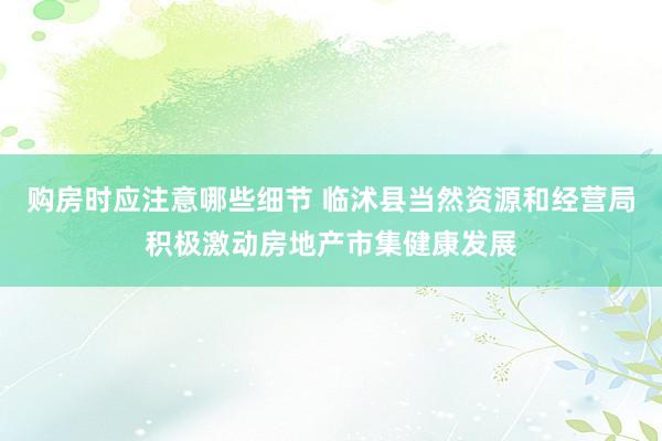 购房时应注意哪些细节 临沭县当然资源和经营局积极激动房地产市集健康发展