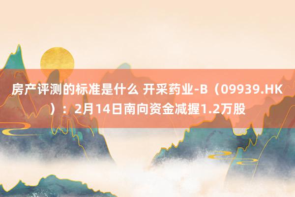 房产评测的标准是什么 开采药业-B（09939.HK）：2月14日南向资金减握1.2万股