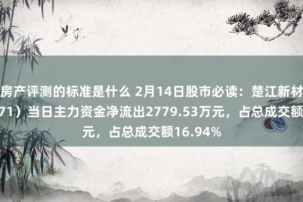 房产评测的标准是什么 2月14日股市必读：楚江新材（002171）当日主力资金净流出2779.53万元，占总成交额16.94%