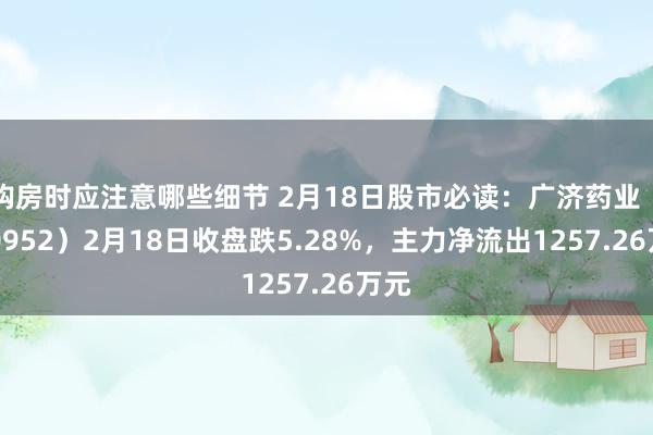 购房时应注意哪些细节 2月18日股市必读：广济药业（000952）2月18日收盘跌5.28%，主力净流出1257.26万元