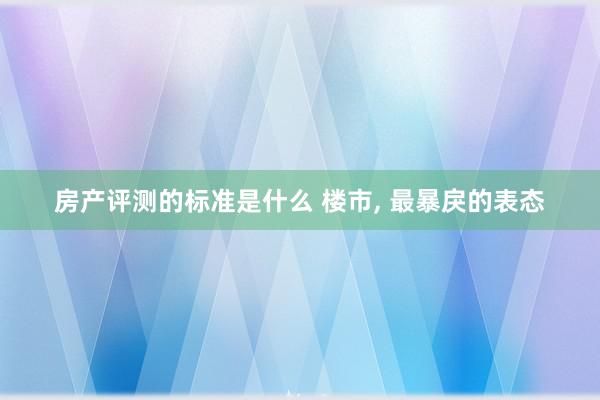 房产评测的标准是什么 楼市, 最暴戾的表态