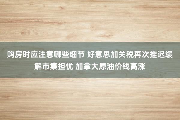 购房时应注意哪些细节 好意思加关税再次推迟缓解市集担忧 加拿大原油价钱高涨