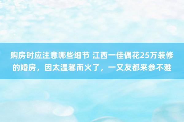 购房时应注意哪些细节 江西一佳偶花25万装修的婚房，因太温馨而火了，一又友都来参不雅