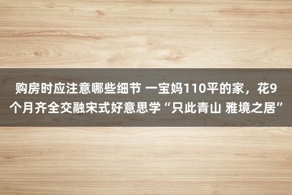 购房时应注意哪些细节 一宝妈110平的家，花9个月齐全交融宋式好意思学“只此青山 雅境之居”